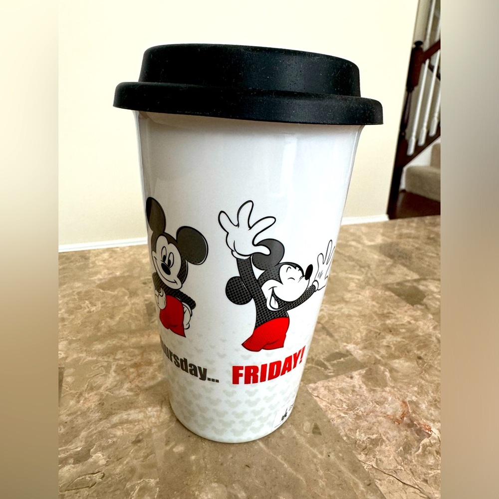 Disney Parks "Monday-Friday" Mickey Mouse Ceramic Travel Cup w/Removable…